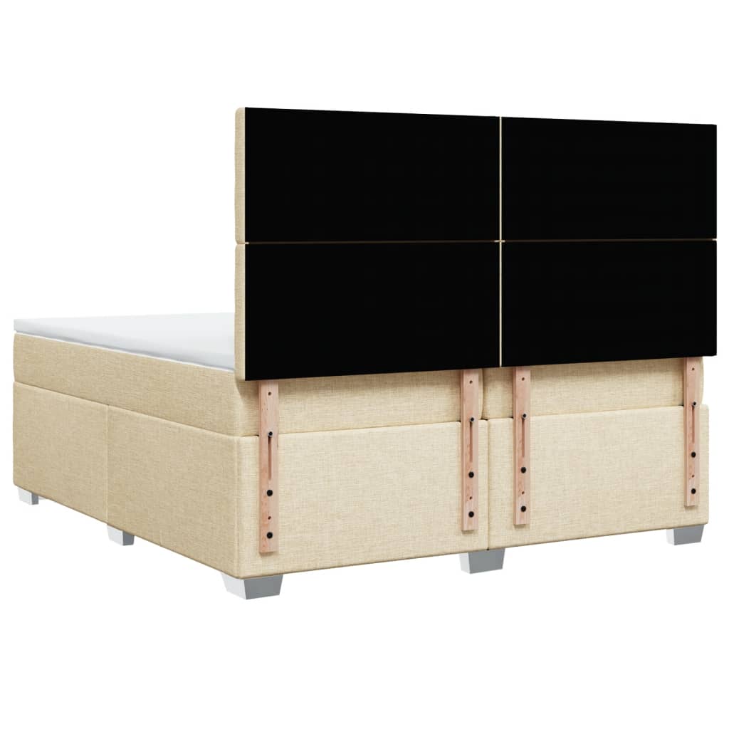 kontinentalseng med madras 200x200 cm stof cremefarvet