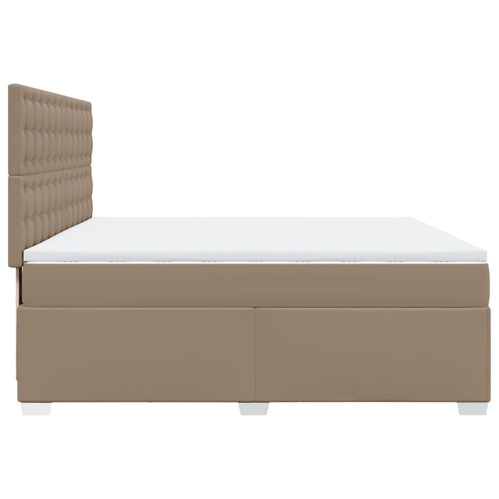 kontinentalseng 200x200 cm kunstlæder cappuccinofarvet