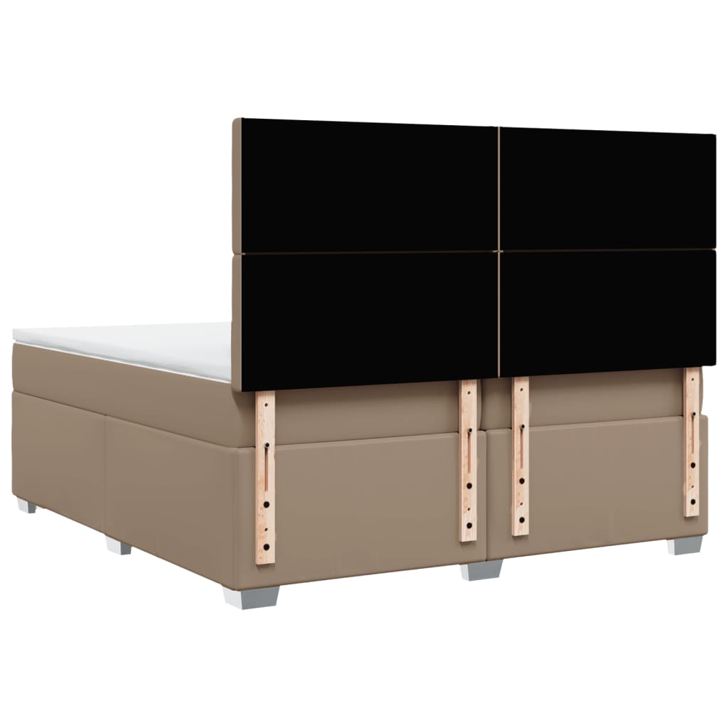 kontinentalseng 200x200 cm kunstlæder cappuccinofarvet