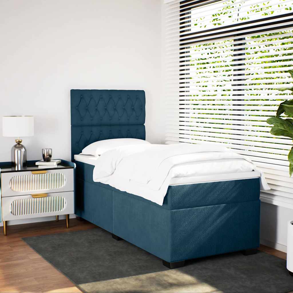kontinentalseng med madras 90x190 cm fløjl blå