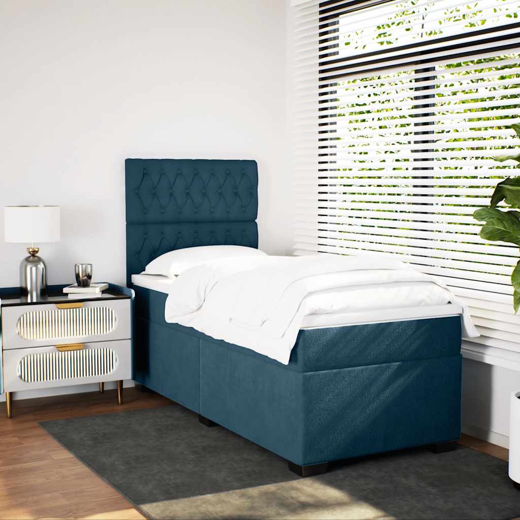 kontinentalseng med madras 90x200 cm fløjl blå