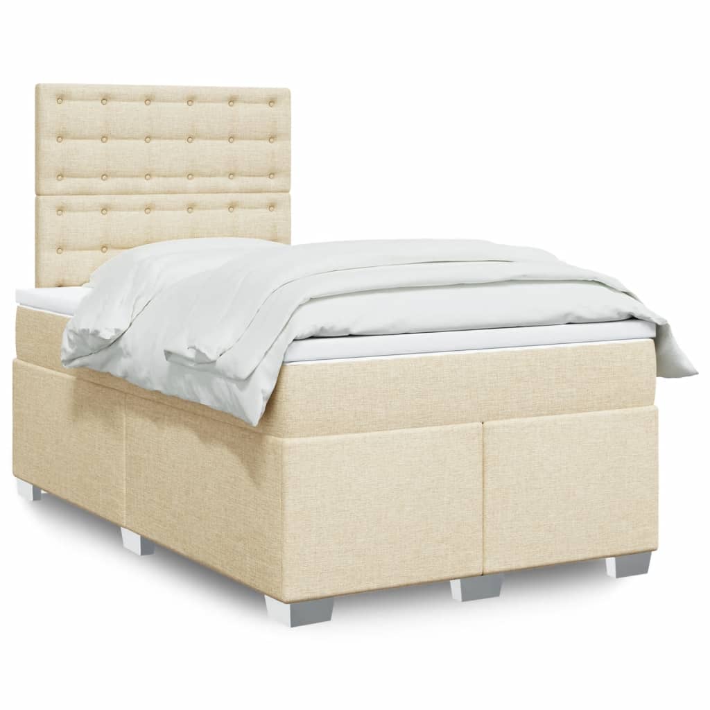 kontinentalseng med madras 120x190 cm stof cremefarvet