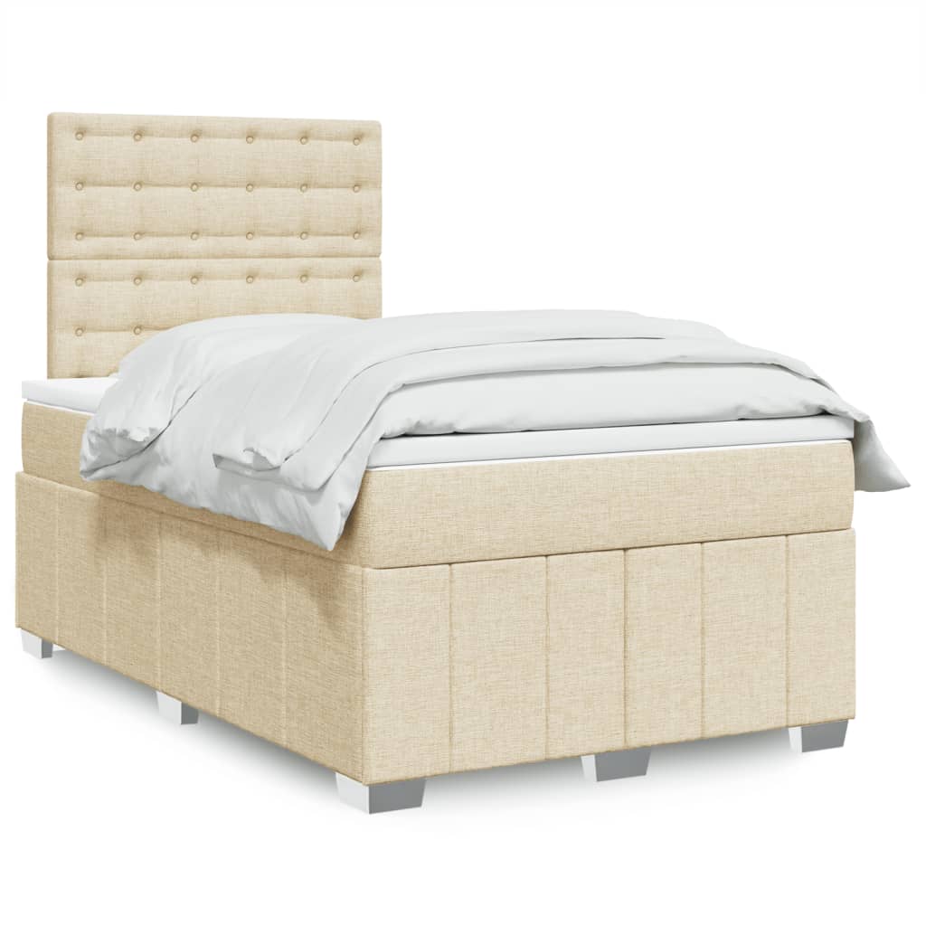 kontinentalseng med madras 120x190 cm stof cremefarvet