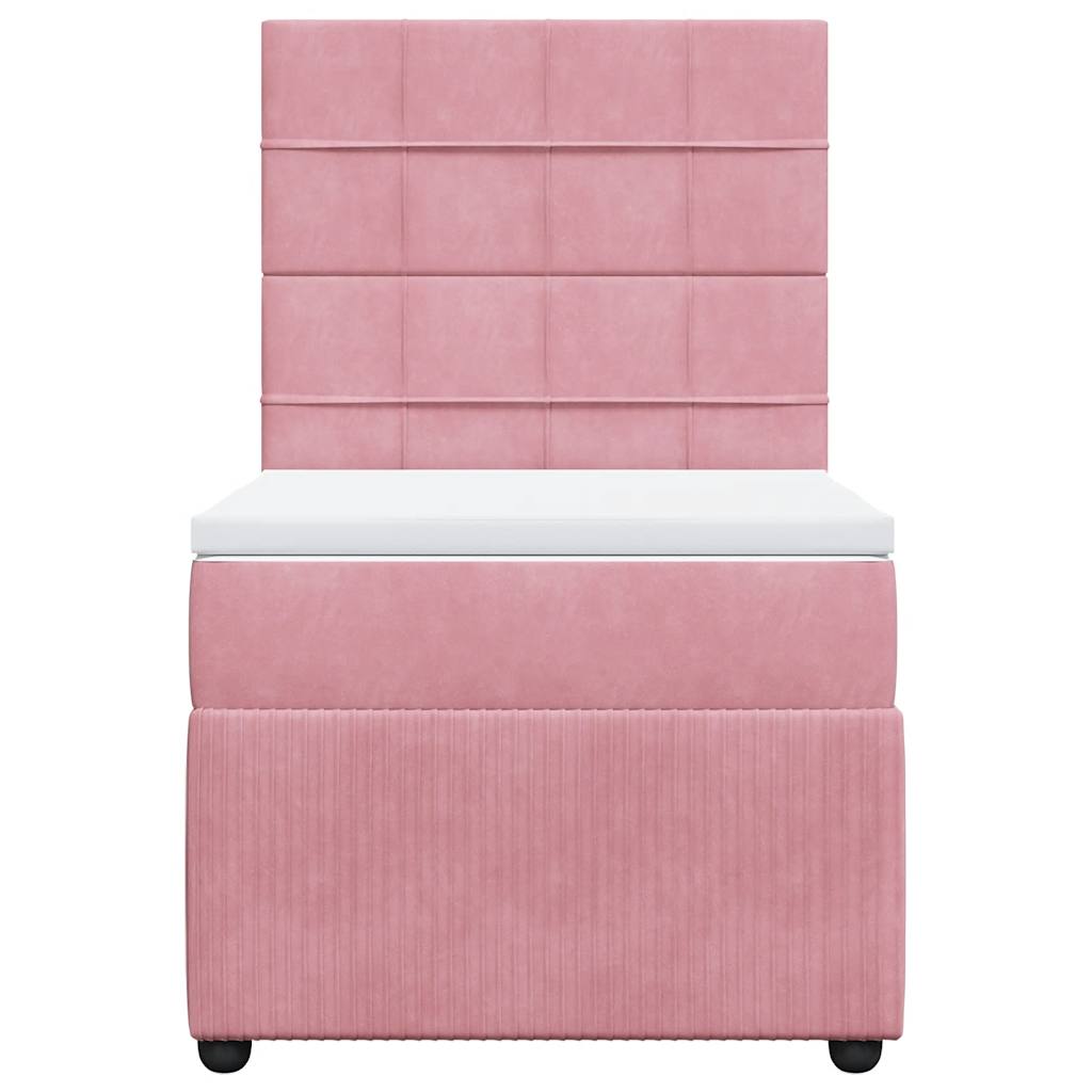 kontinentalseng med madras 90x190 cm fløjl pink