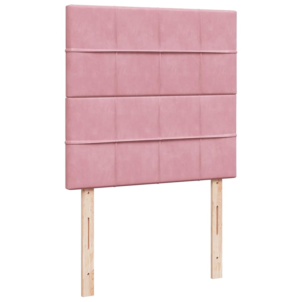 kontinentalseng med madras 90x190 cm fløjl pink