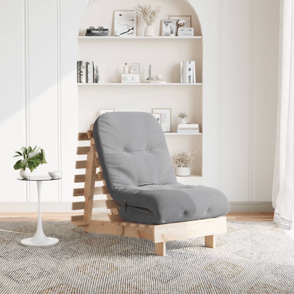 futon med madras 60x206x11 cm massivt fyrretræ