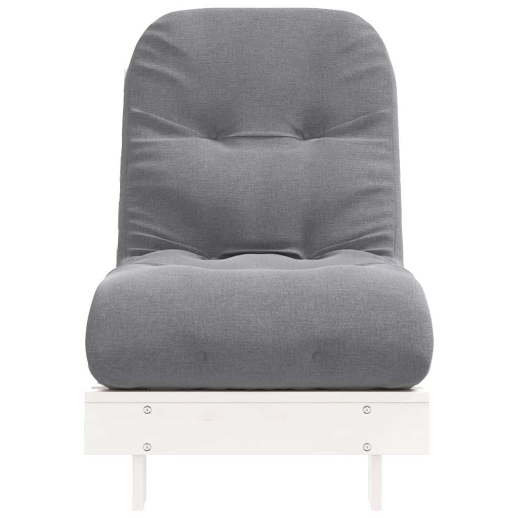 futon med madras 60x206x11 cm massivt fyrretræ hvid
