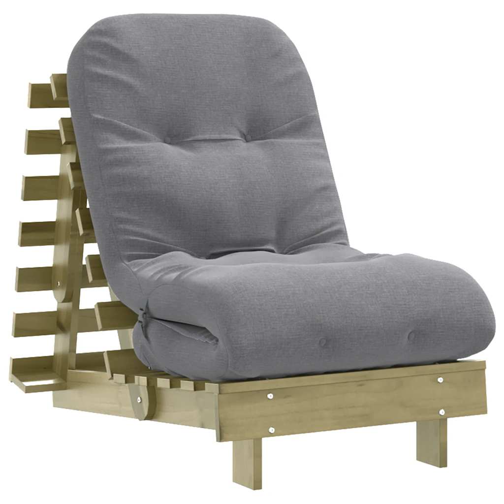 futon med madras 60x206x11 cm massivt fyrretræ