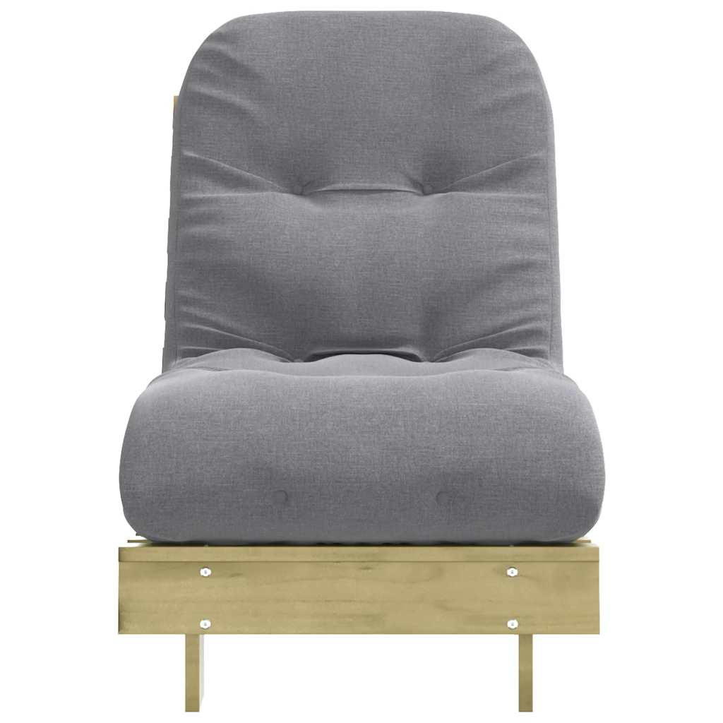 futon med madras 60x206x11 cm massivt fyrretræ