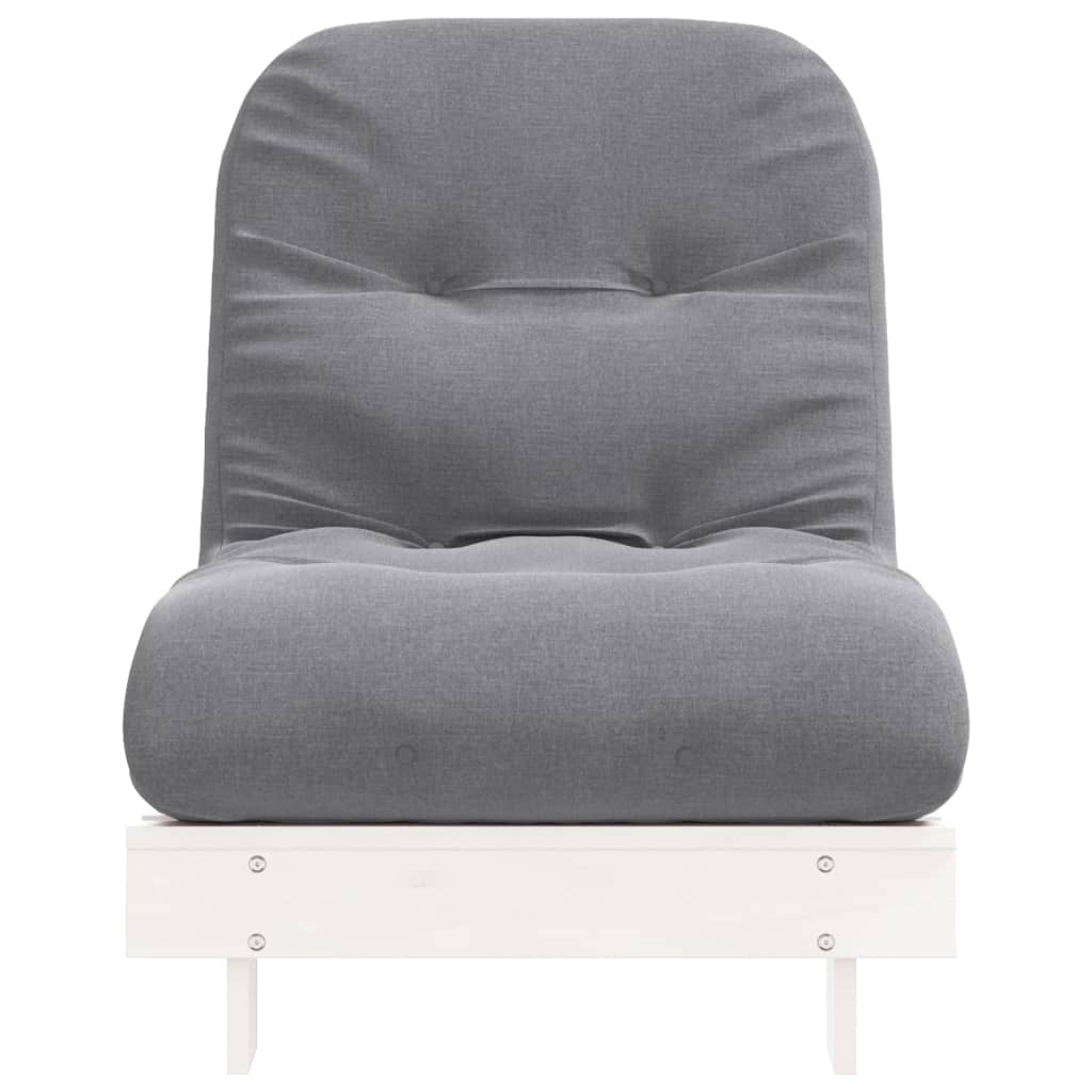 futon med madras 70x206x11 cm massivt fyrretræ hvid