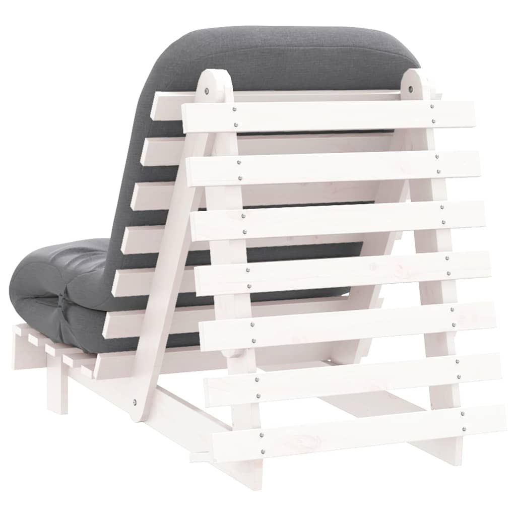 futon med madras 70x206x11 cm massivt fyrretræ hvid