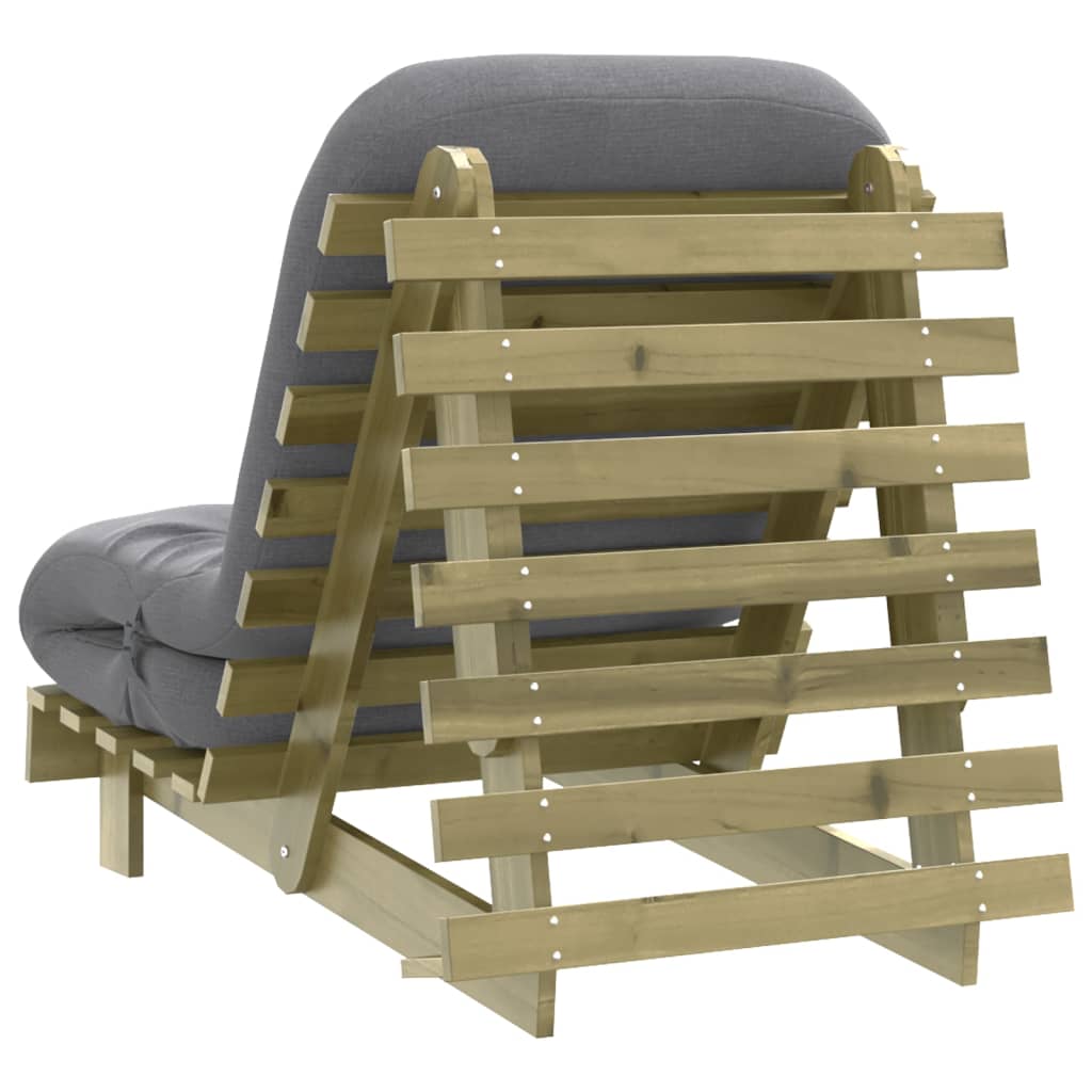 futon med madras 70x206x11 cm imprægneret fyrretræ
