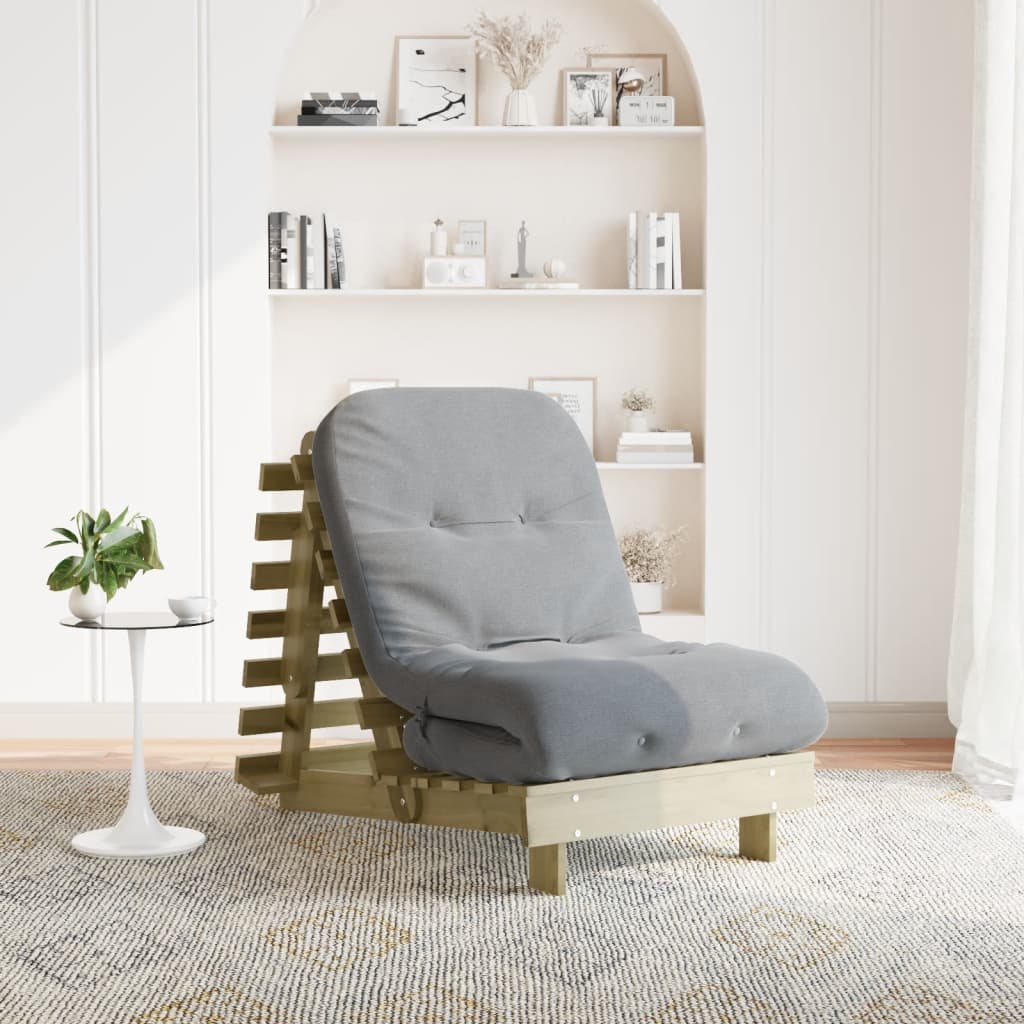 futon med madras 70x206x11 cm imprægneret fyrretræ