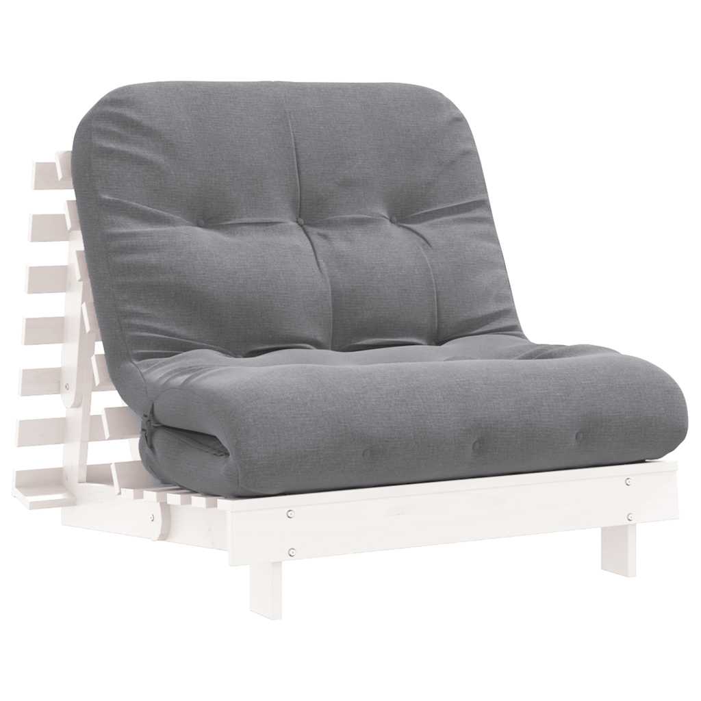 futon med madras 90x206x11 cm massivt fyrretræ