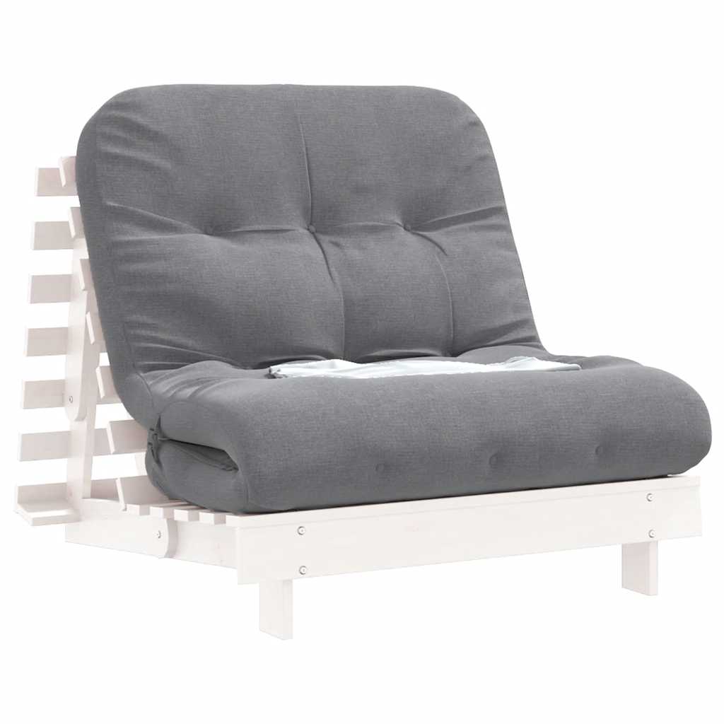futon med madras 90x206x11 cm massivt fyrretræ