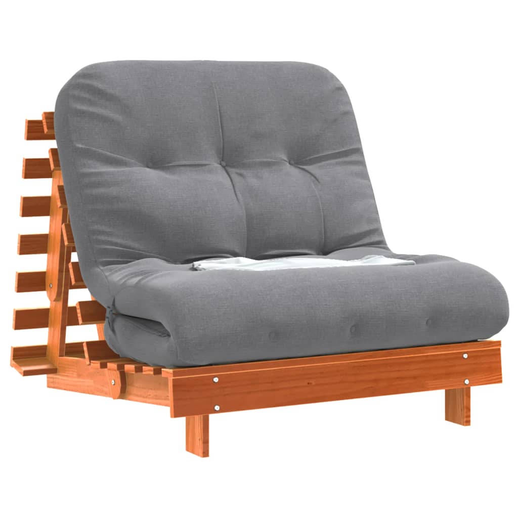 futon med madras 90x206x11 cm massivt fyrretræ