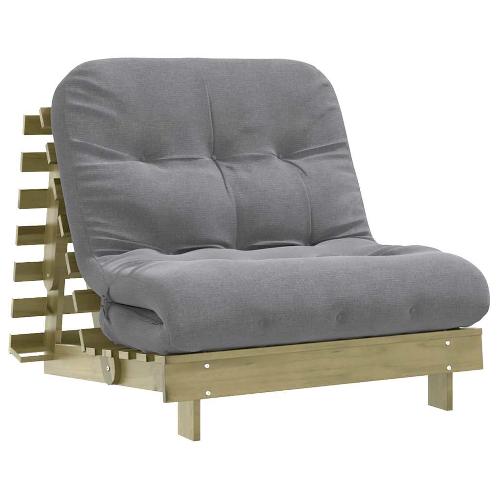 futon med madras 90x206x11 cm massivt fyrretræ