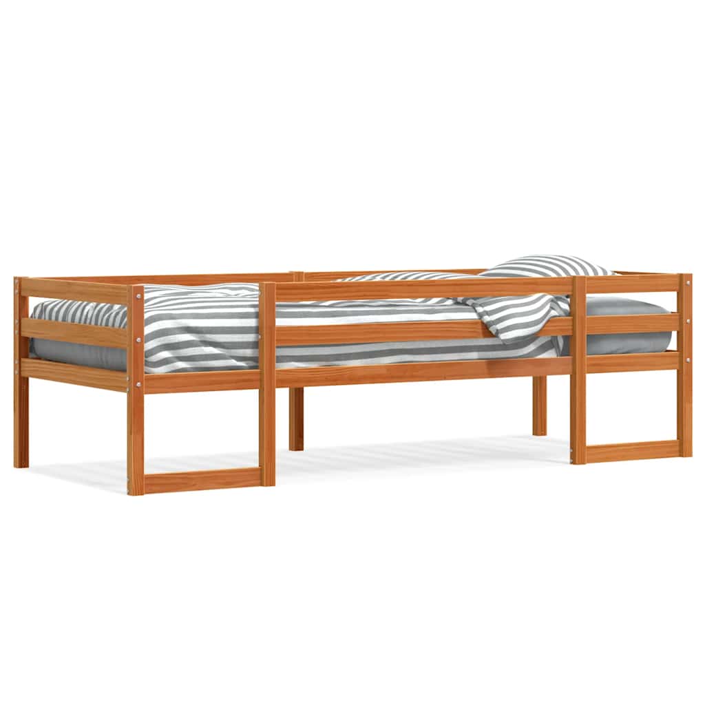 sengeramme til juniorseng 75x190 cm massivt fyrretræ gyldenbrun