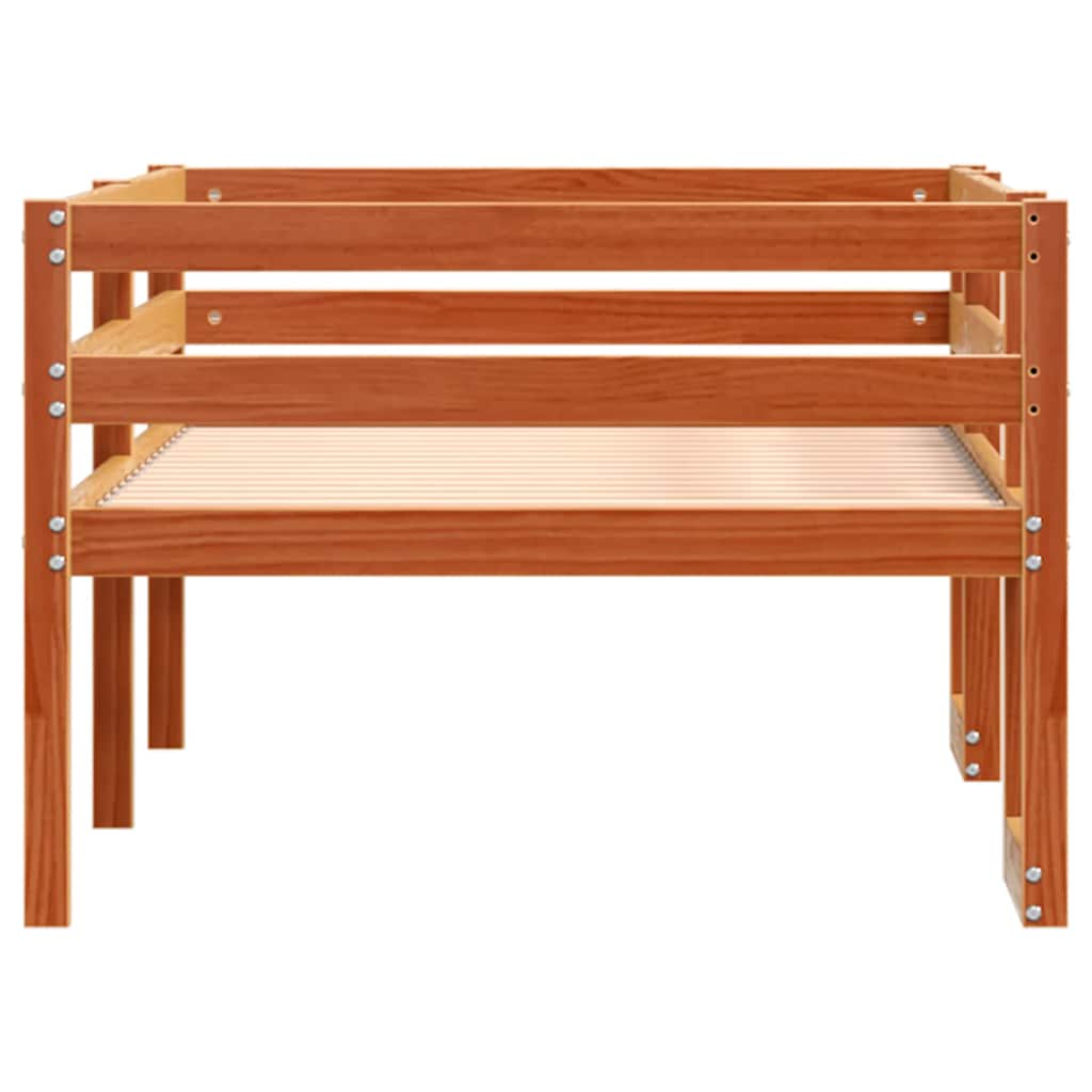 sengeramme til juniorseng 75x190 cm massivt fyrretræ gyldenbrun