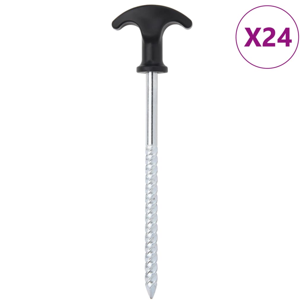 teltpløkker 24 stk. 17 cm Ø7 mm galvaniseret stål billede