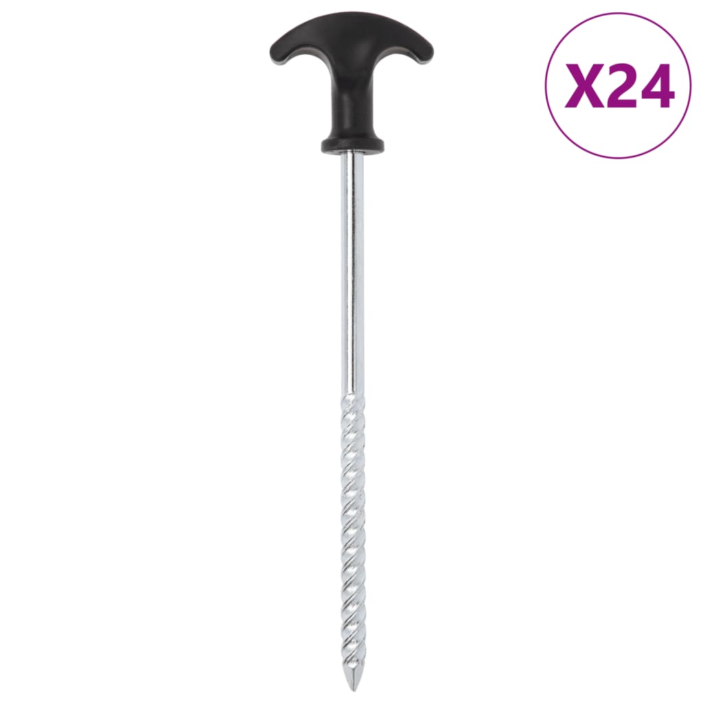 teltpløkker 24 stk. 20 cm Ø7 mm galvaniseret stål billede