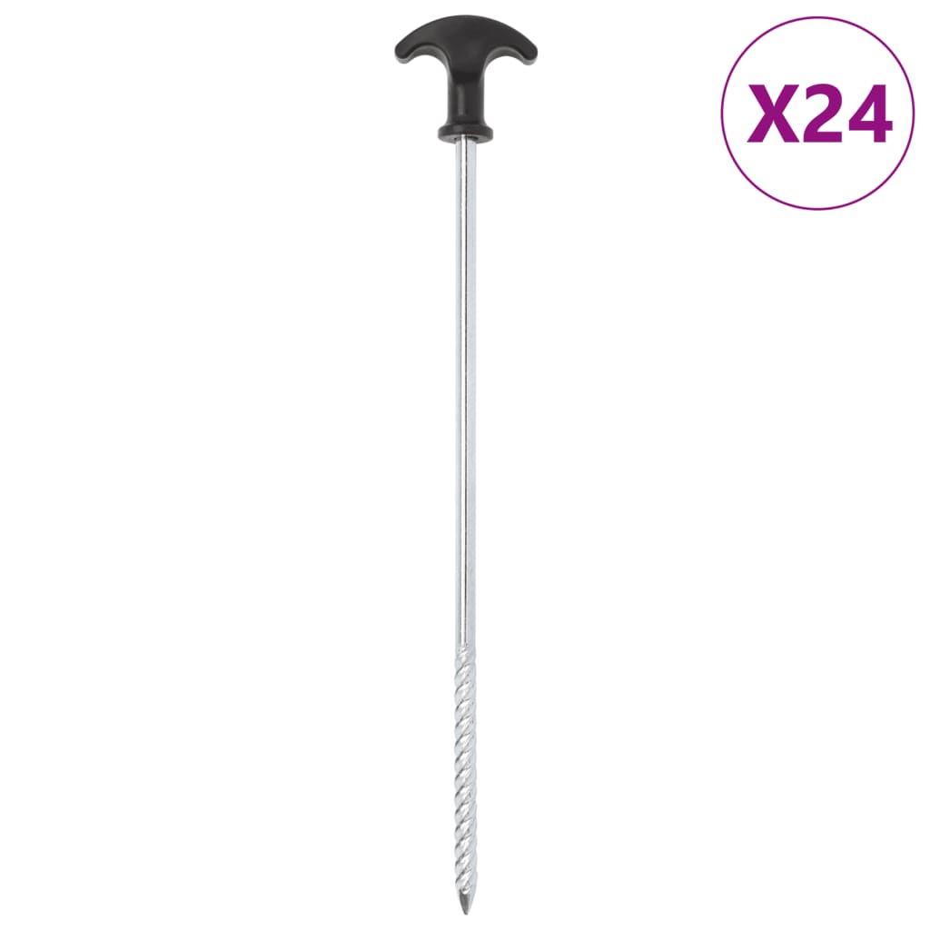 teltpløkker 24 stk. 30 cm Ø7 mm galvaniseret stål billede