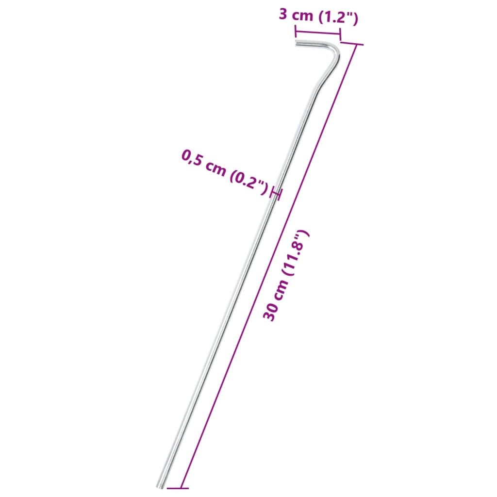 teltpløkker 25 stk. 30 cm Ø5 mm galvaniseret stål