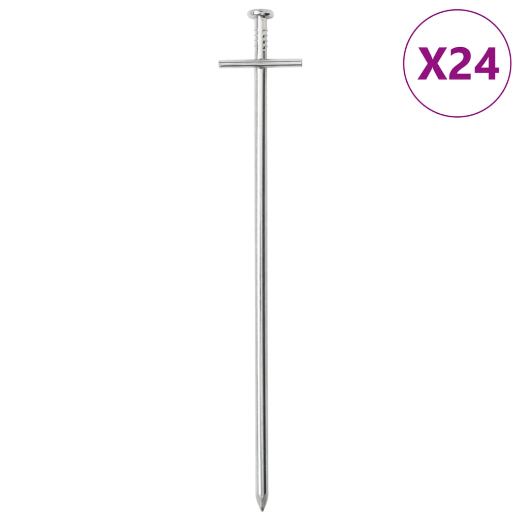 teltpløkker 24 stk. 23 cm Ø6 mm galvaniseret stål billede