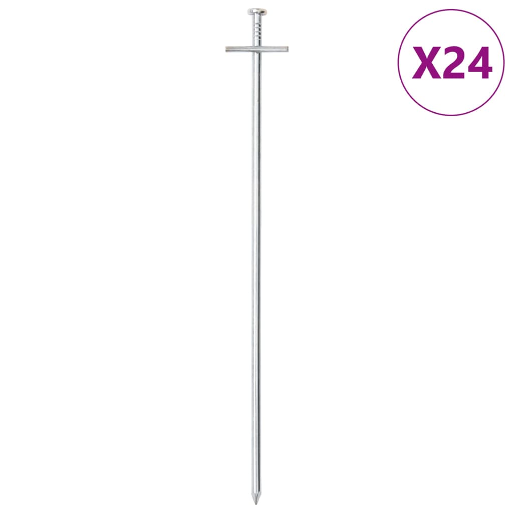 teltpløkker 24 stk. 29,5 cm Ø6 mm galvaniseret stål billede