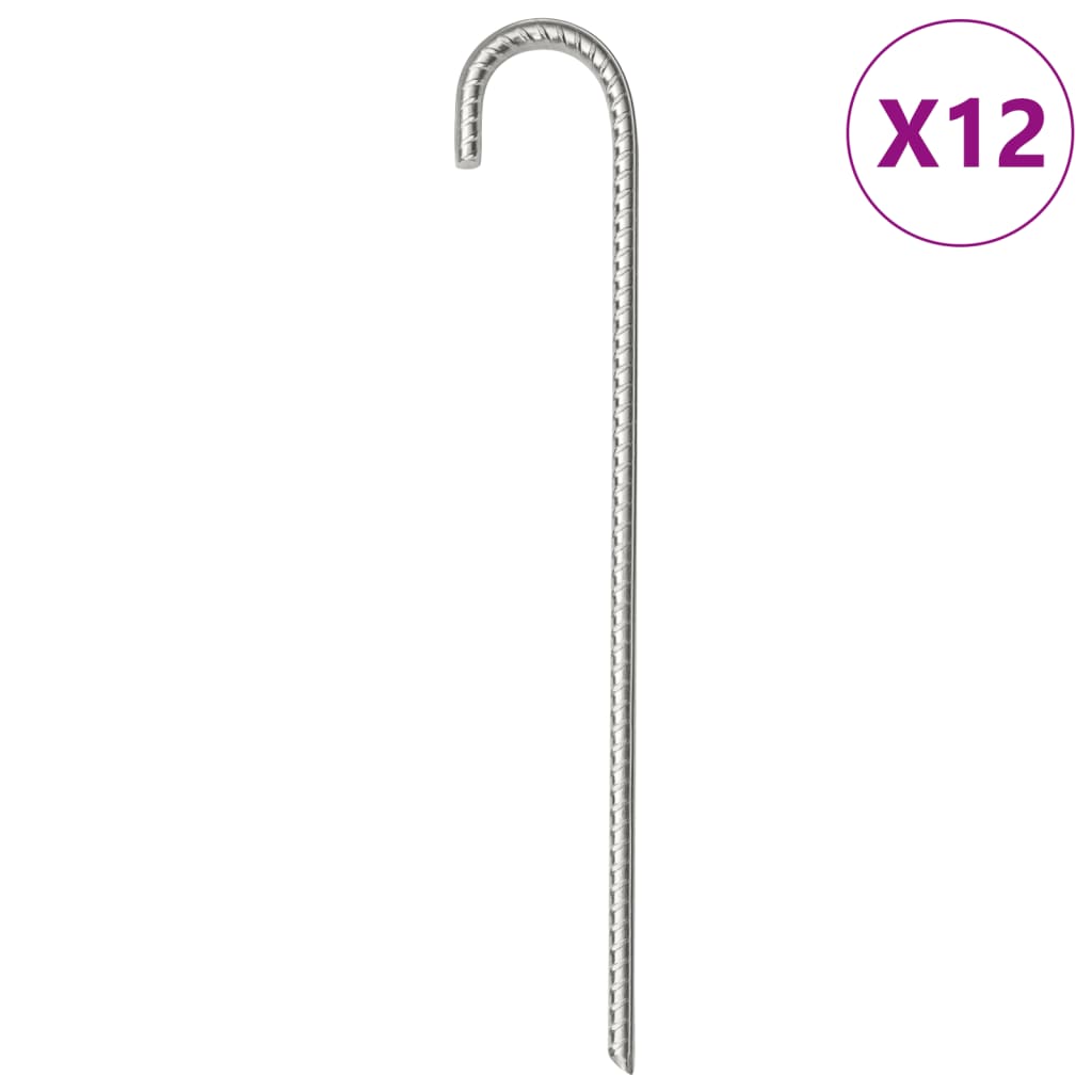 teltpløkker 12 stk. 37 cm Ø10 mm galvaniseret stål