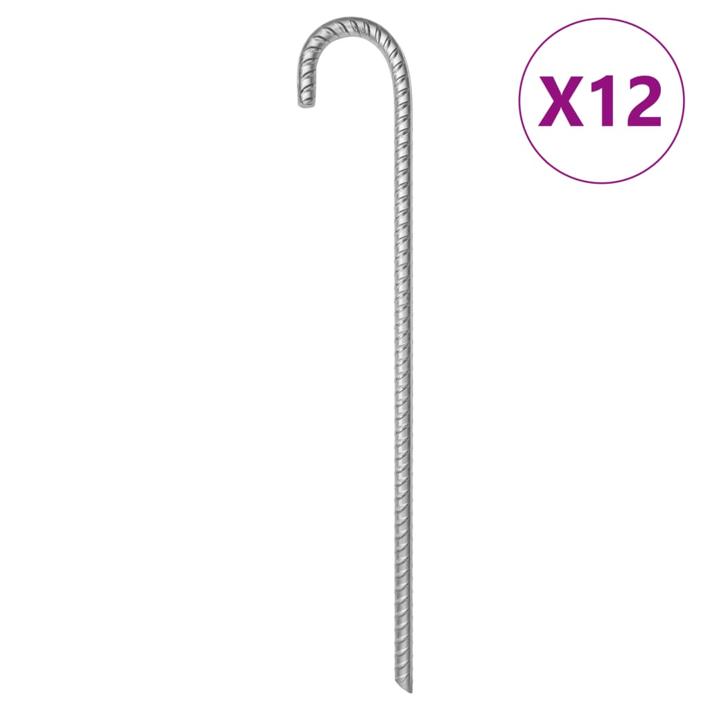 teltpløkker 12 stk. 41,5 cm Ø12 mm galvaniseret stål billede