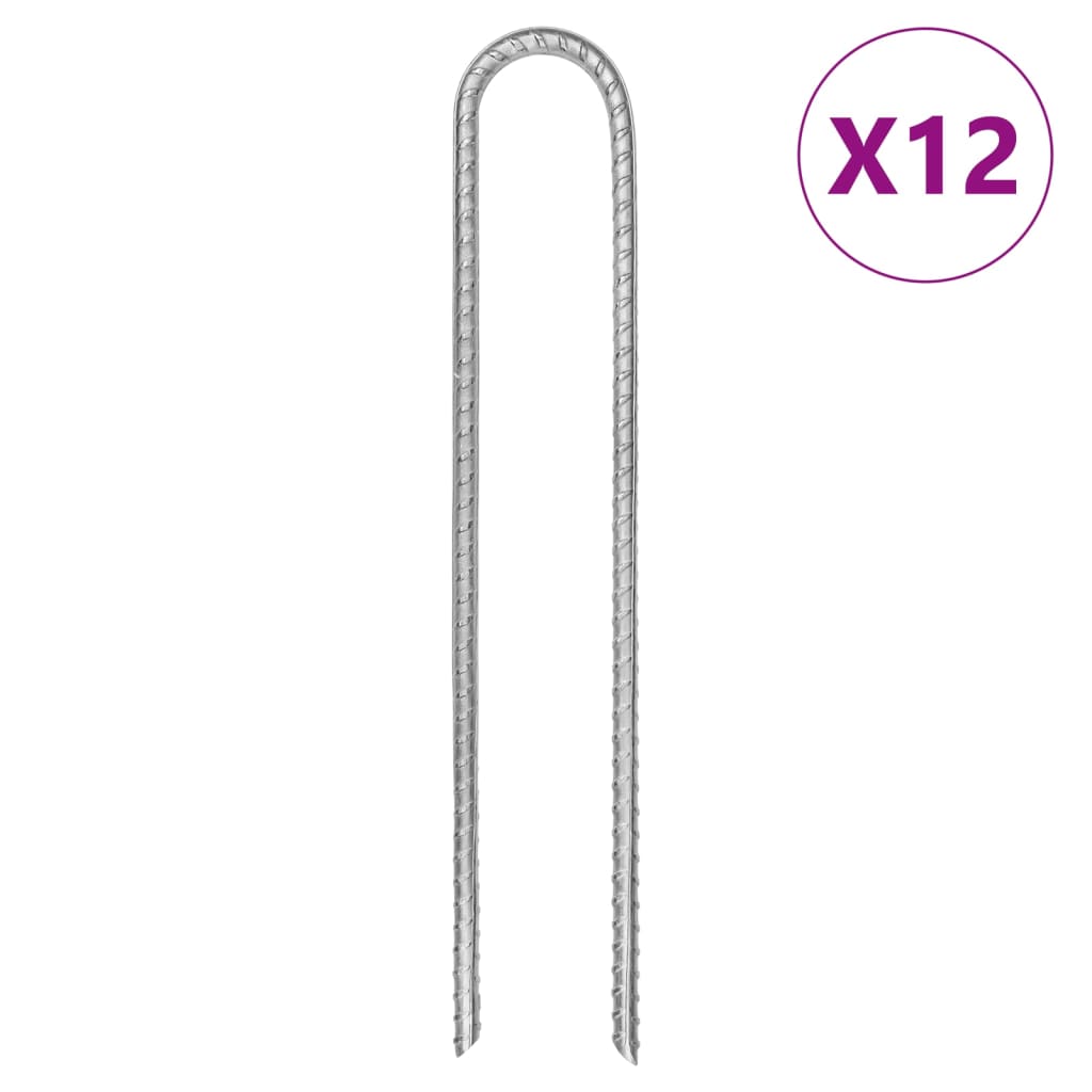 teltpløkker 12 stk. U-form 30 cm Ø7 mm galvaniseret stål billede