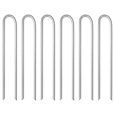 teltpløkker 6 stk. U-form 37 cm Ø10 mm galvaniseret stål