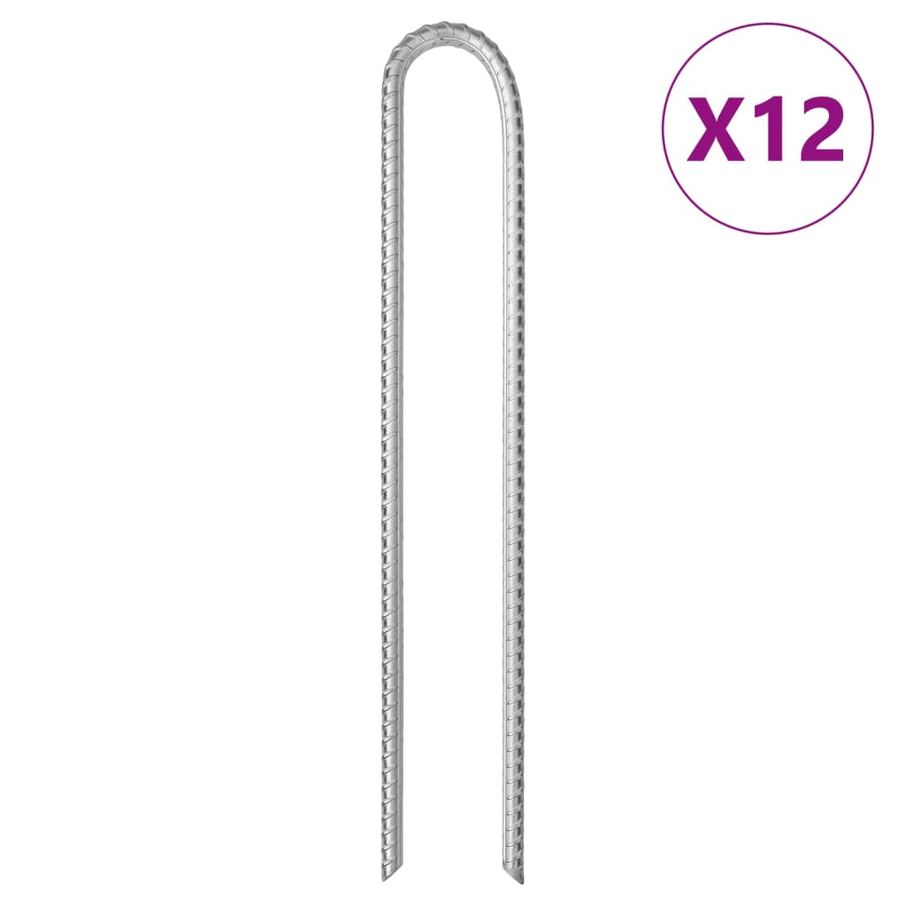 teltpløkker 12 stk. V-facon 37 cm Ø10 mm galvaniseret stål billede