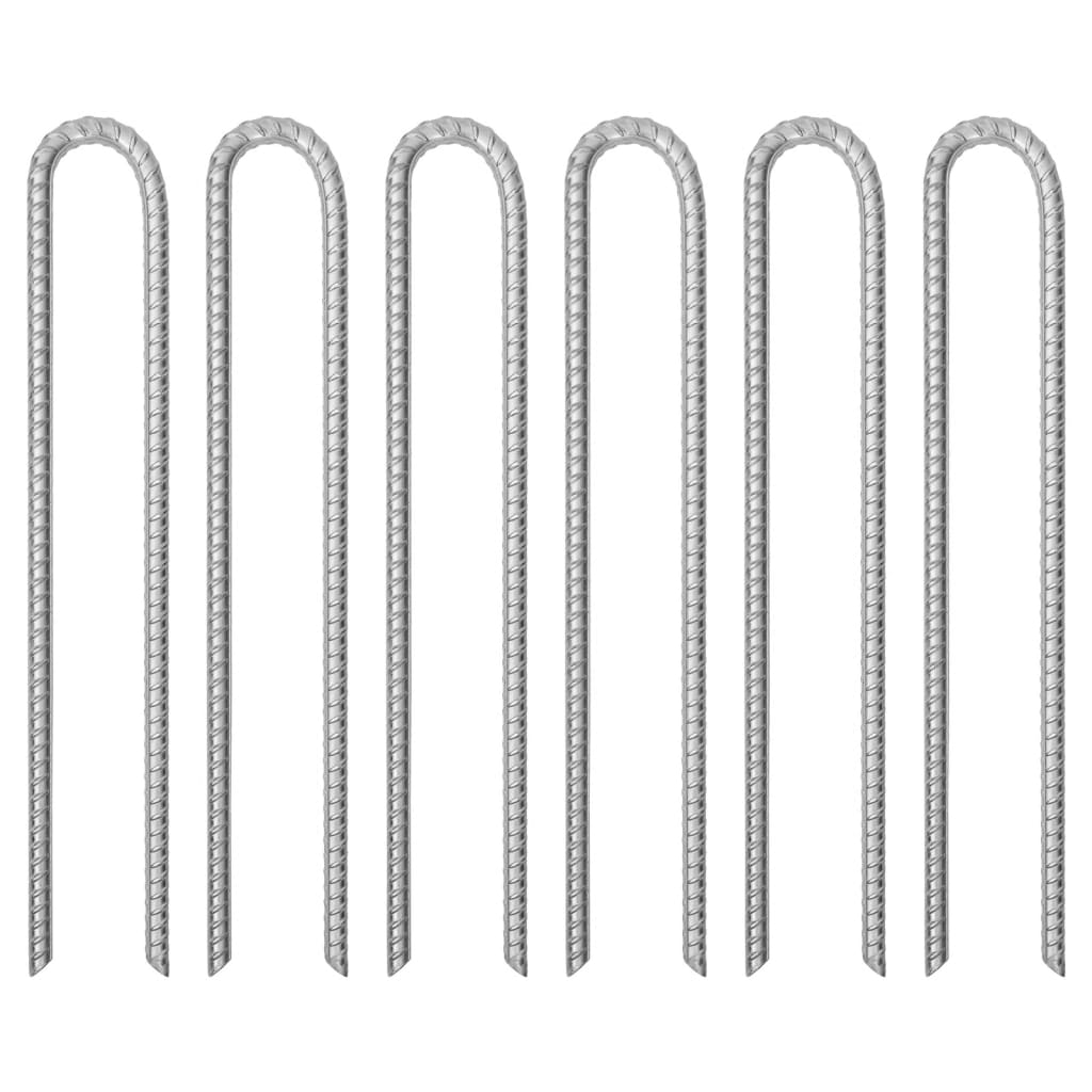 teltpløkker 6 stk. U-form 41,5 cm Ø12 mm galvaniseret stål