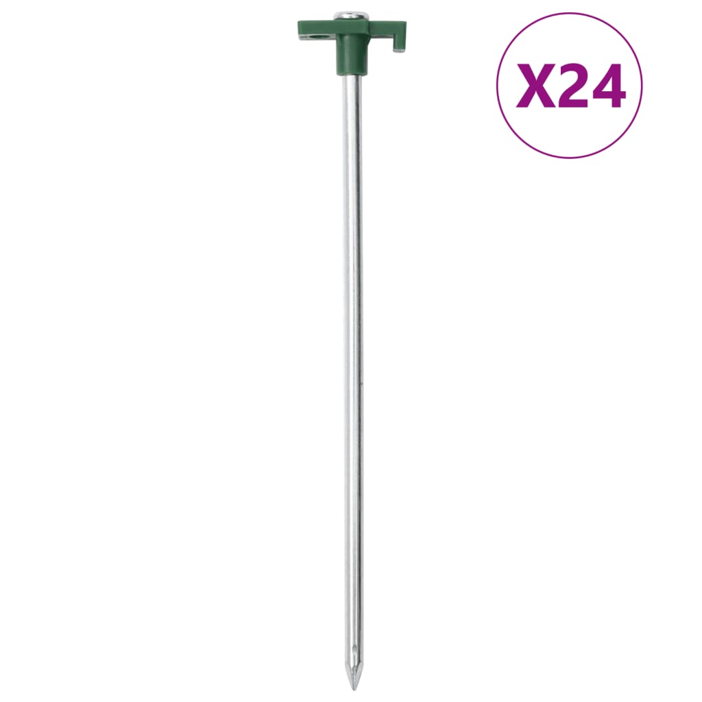 teltpløkker 24 stk. 25 cm 7 mm galvaniseret stål og PP billede