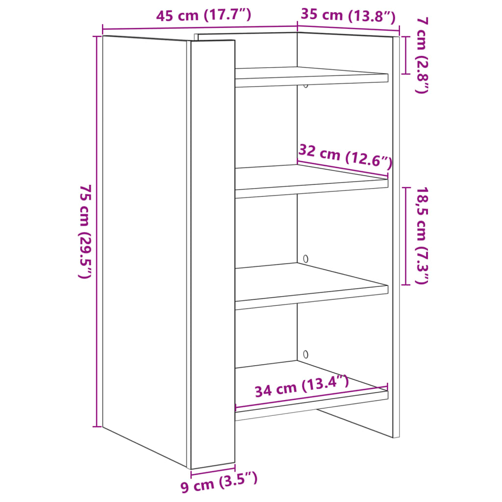 skænk 45x35x75 cm konstrueret træ betongrå