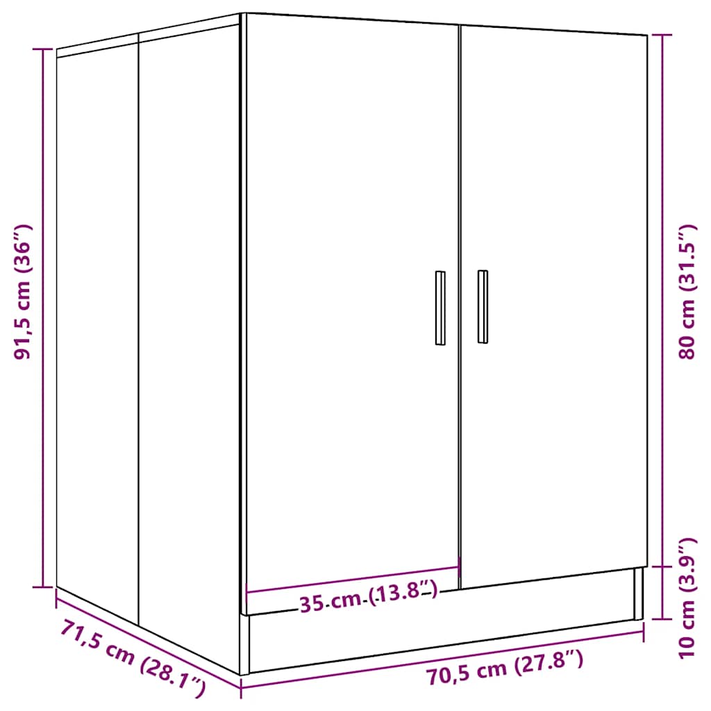 vaskemaskineskab 70,5x71,5x91,5 cm sonoma-eg