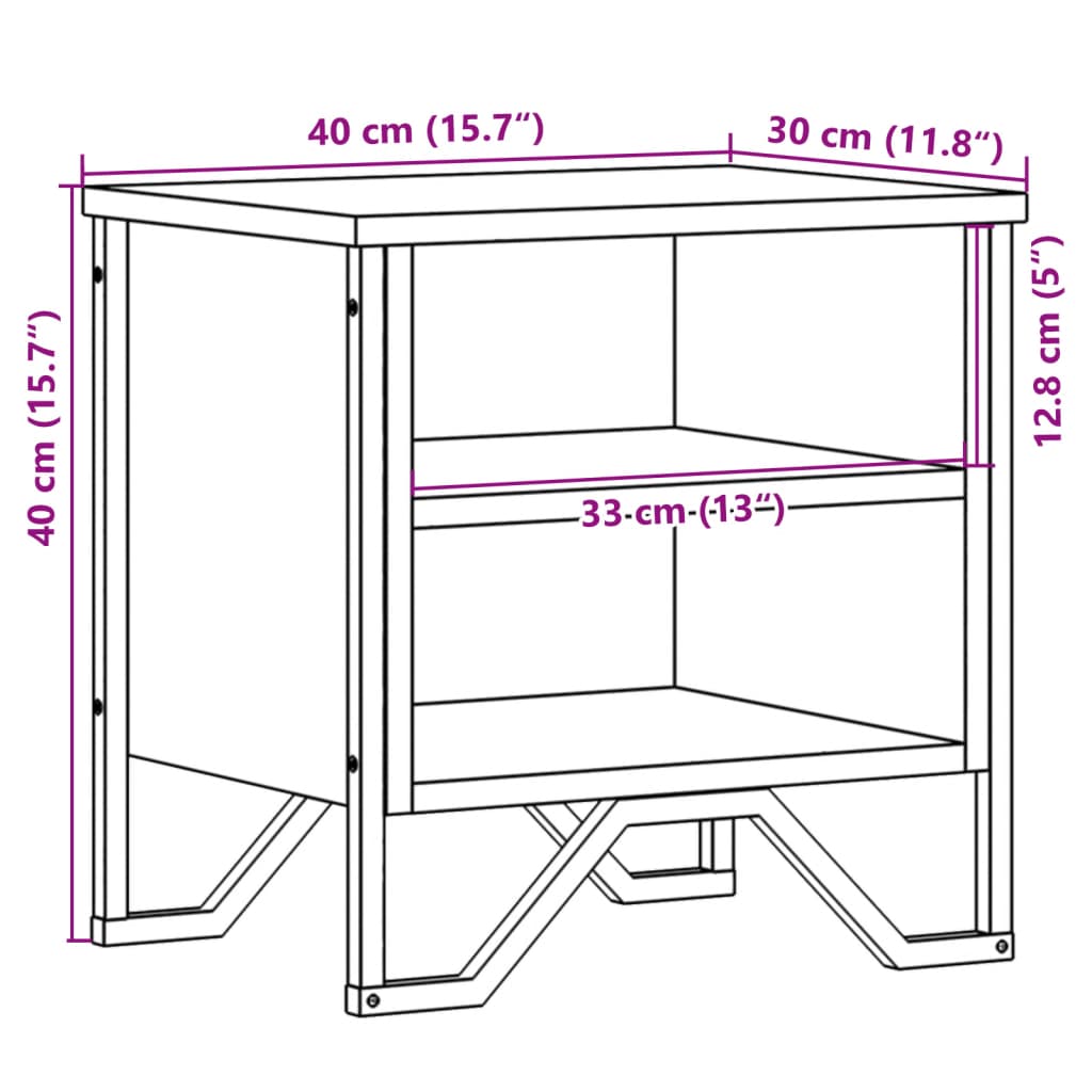 sengebord 40x30x40 cm konstrueret træ sort