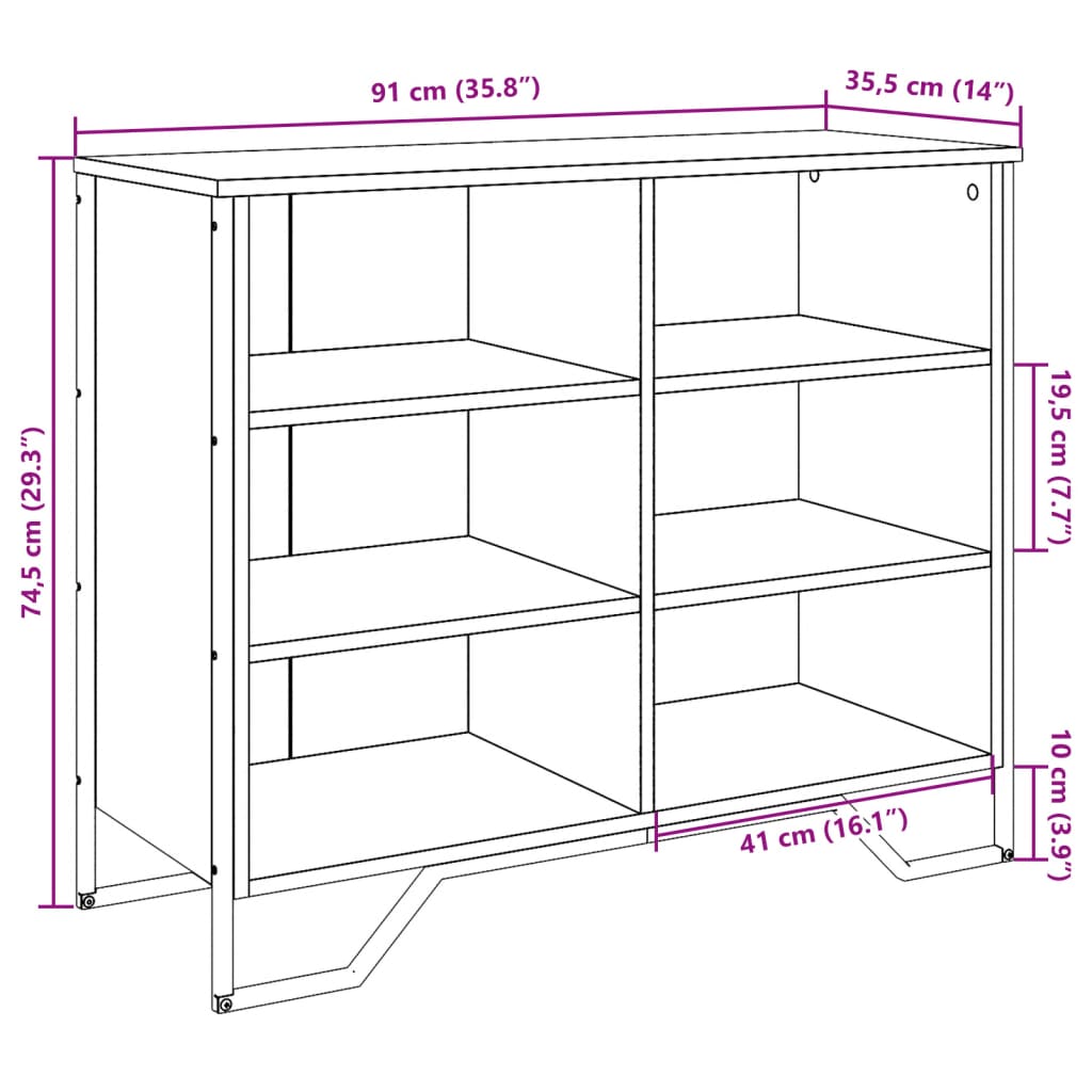 skænk 91x35,5x74,5 cm konstrueret træ sonoma-eg