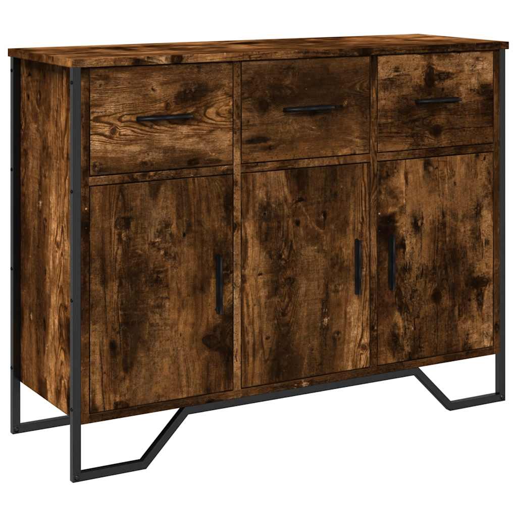 skænk 97x32,5x74,5 cm konstrueret træ røget egetræsfarve