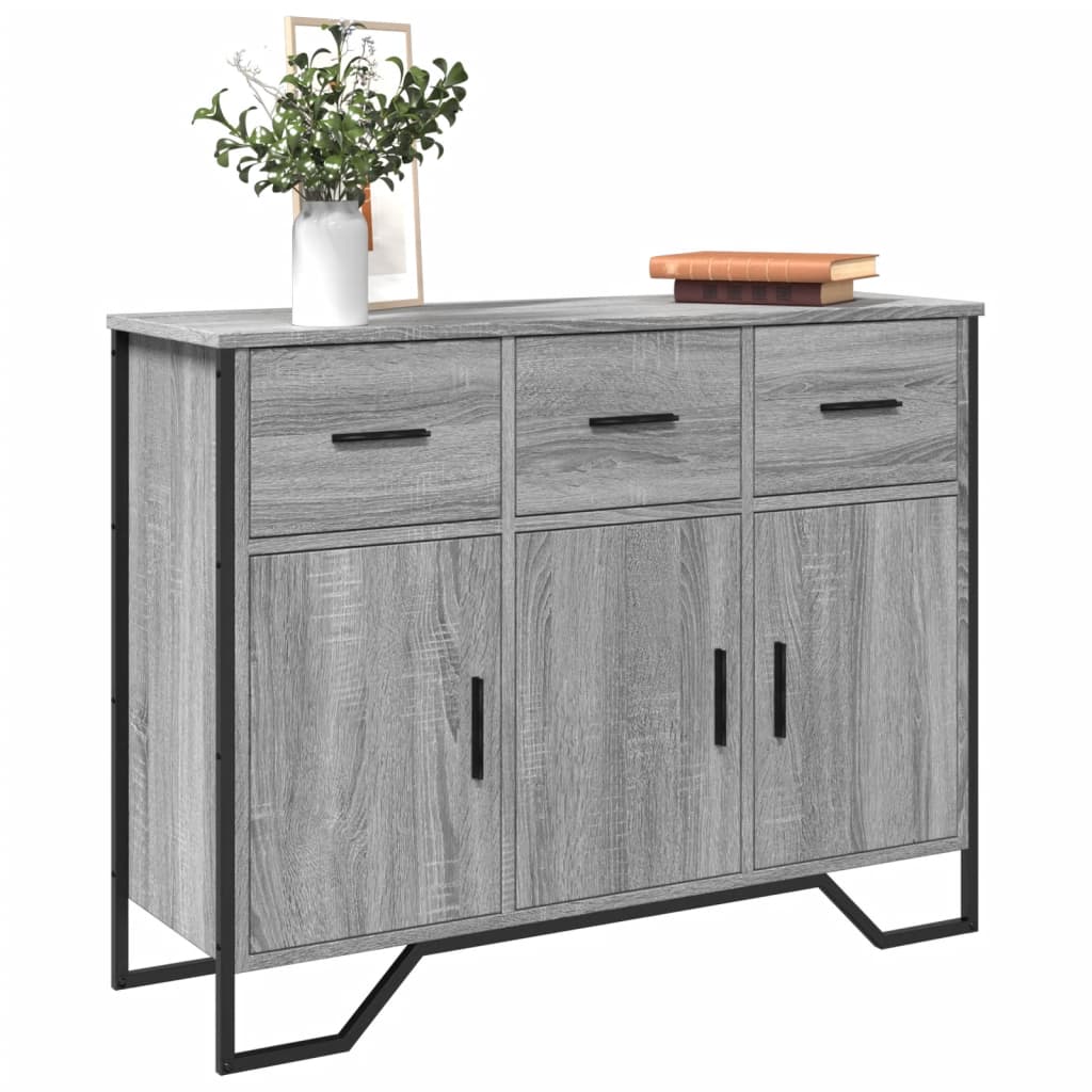 skænk 97x32,5x74,5 cm konstrueret træ grå sonoma-eg