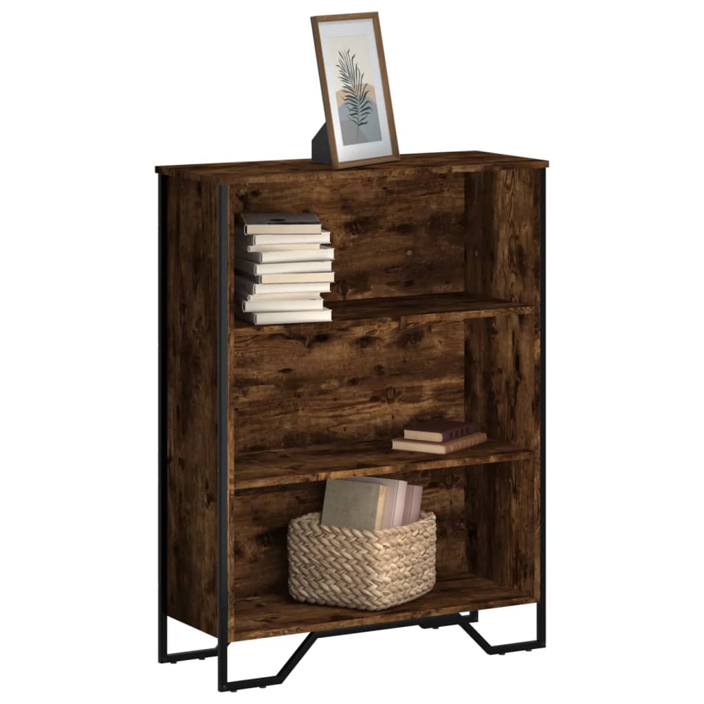 bogreol 80x31x106 cm konstrueret træ røget egetræsfarve billede