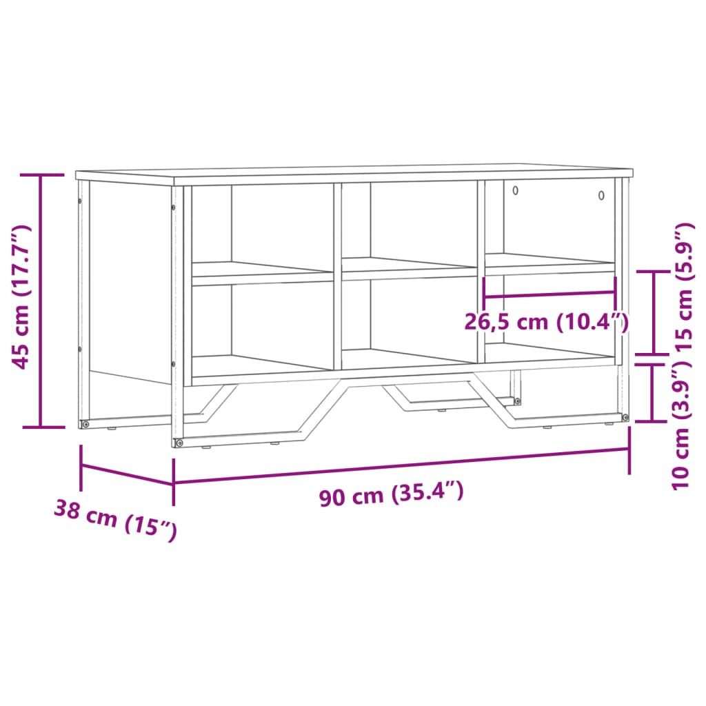 skoreol 90x38x45,5 cm konstrueret træ røget egetræsfarve