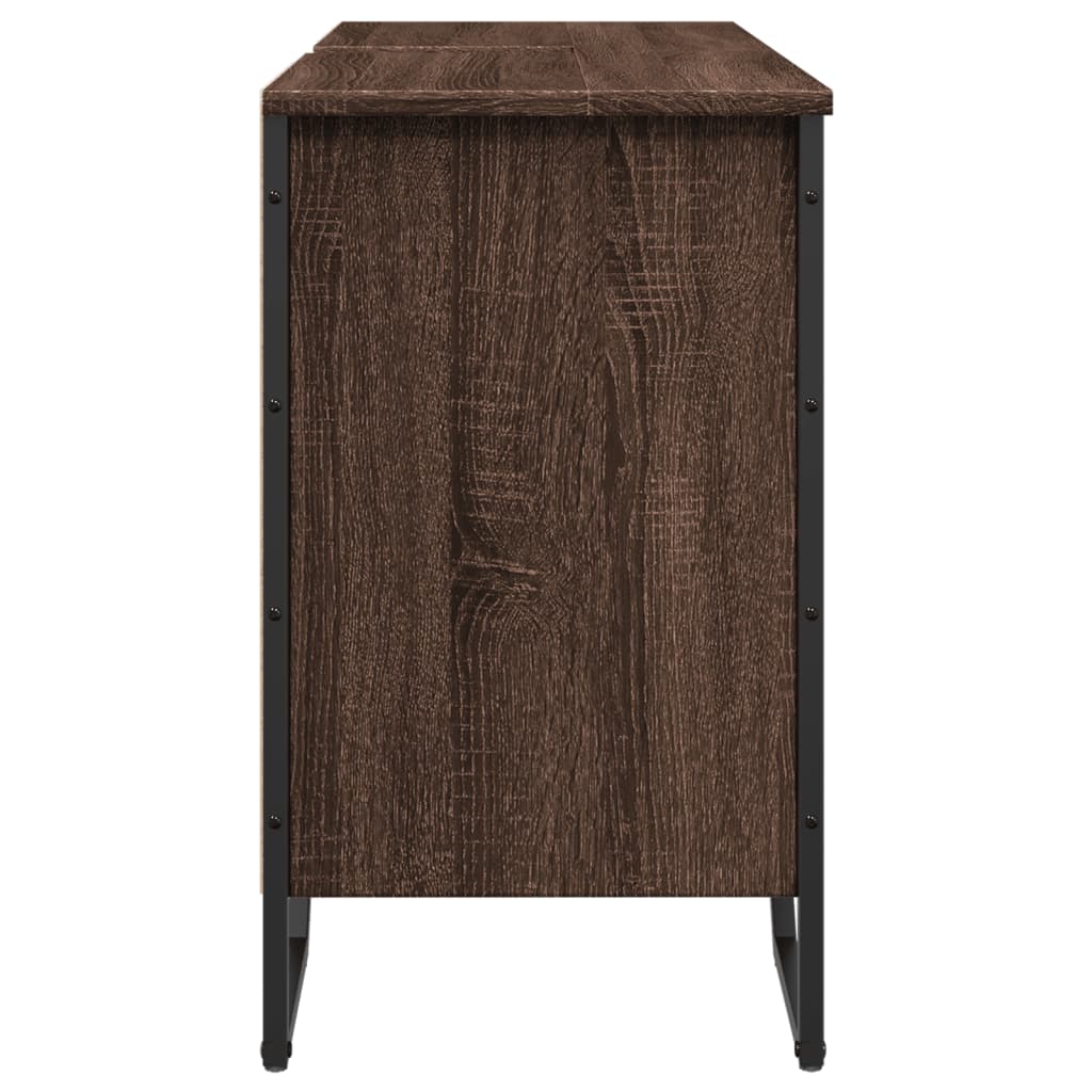 underskab til håndvask 91x35x60 cm konstrueret træ brunt eg
