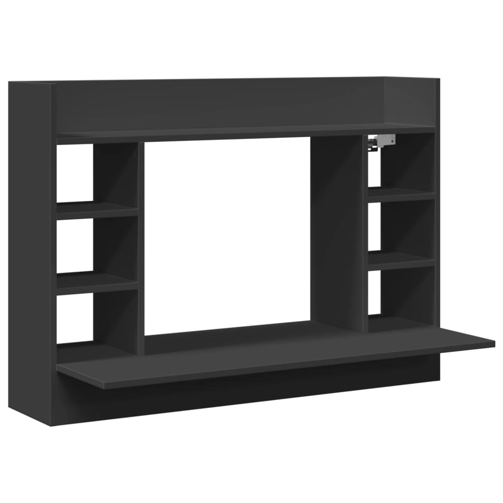 væghængt skrivebord 105x48x75 cm konstrueret træ sort