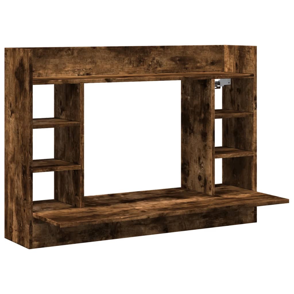 væghængt skrivebord 105x48x75 cm konstrueret træ røget egetræ