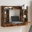 væghængt skrivebord 105x48x75 cm konstrueret træ røget egetræ