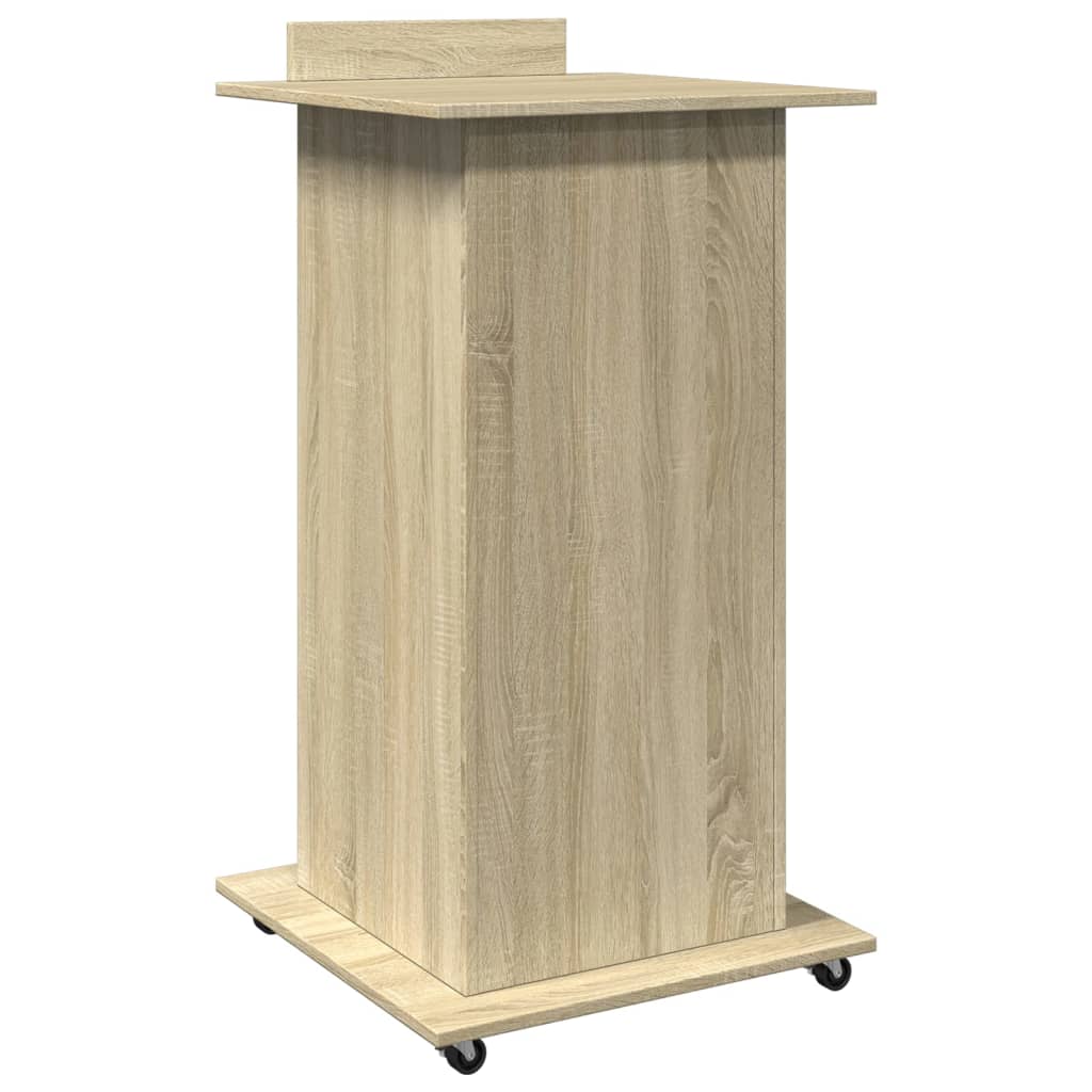 talerstol med hjul skuffe 55x55x107cm konstrueret træ sonoma eg