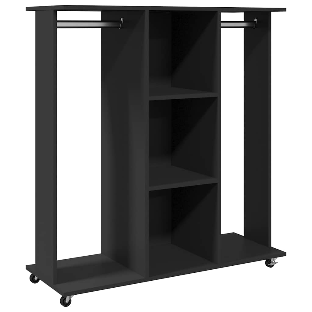 klædeskab med hjul 102x38x110 cm konstrueret træ sort